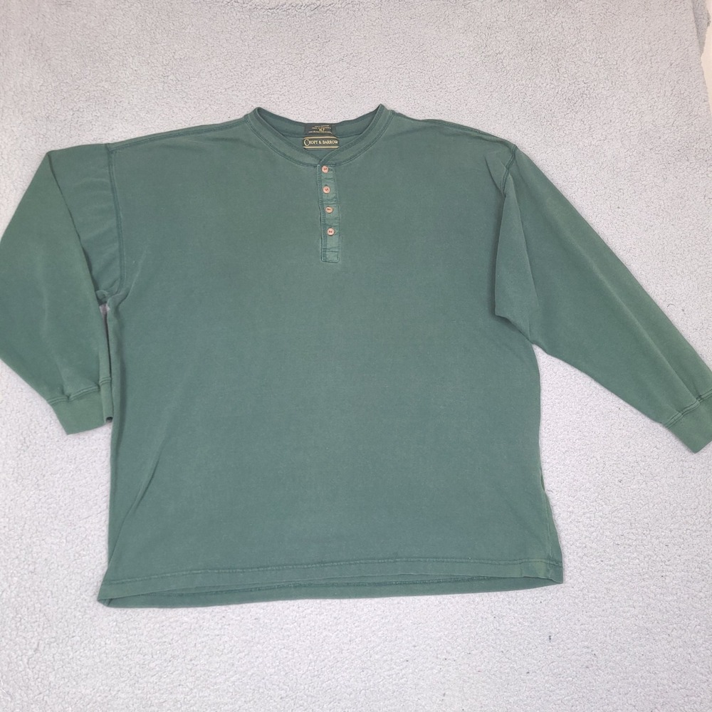 Croft & Barrow Mens Henley Shirt XLT Green Long Sleeve 100% Cotton Tall XL